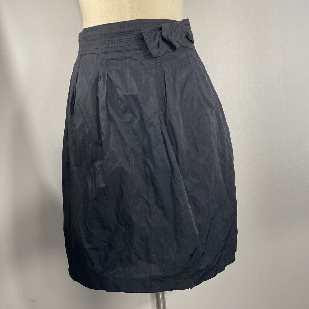 Elie Tahari Bergdof Goodman Bow Waist A-Line Skirt Womens Size 8 Black Party